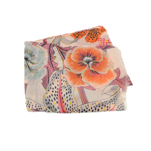 pink tropical botanical scarf