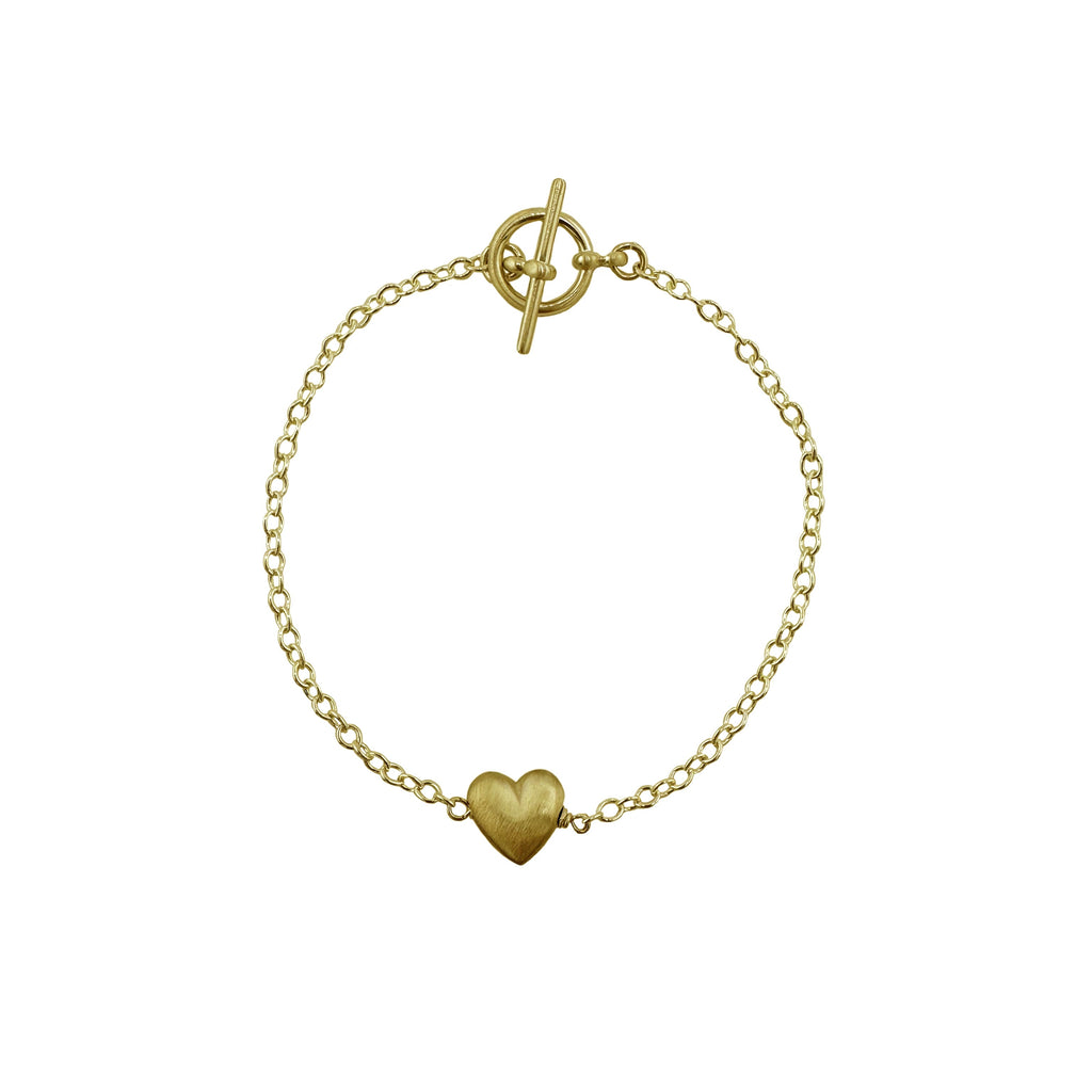 puffy heart bracelet in gold vermeil
