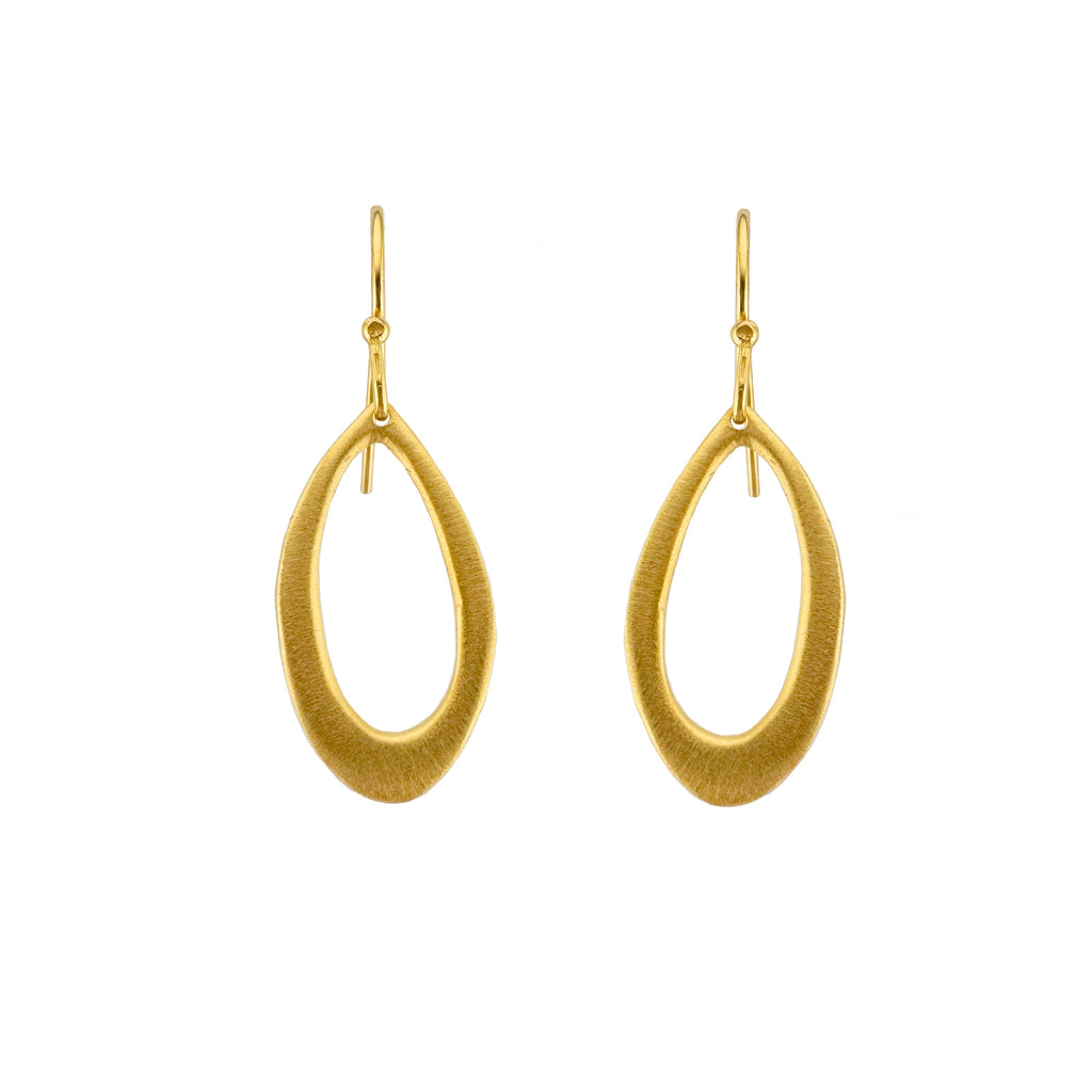 small leaf drop earrings in gold vermeil on a white background