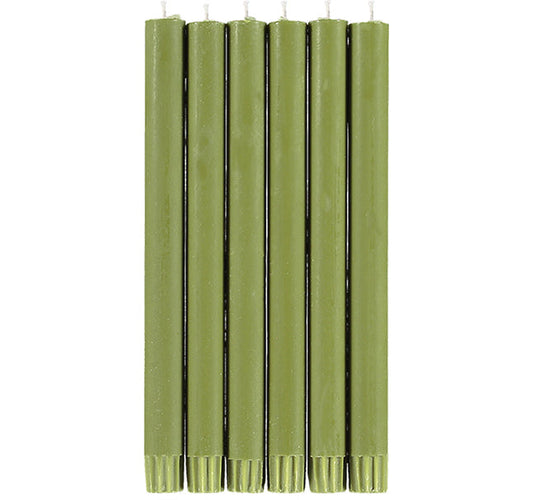 olive green candles on a white background