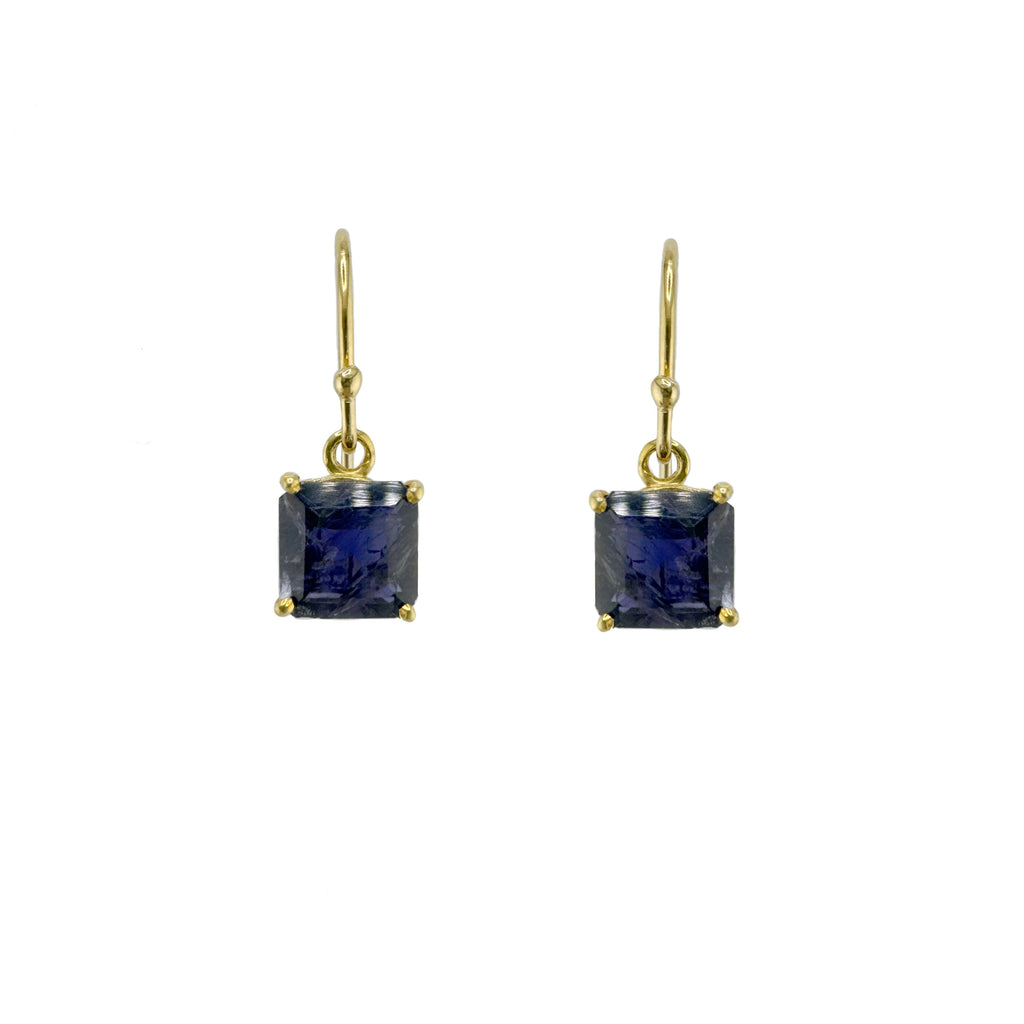 square iolite earrings in gold vermeil