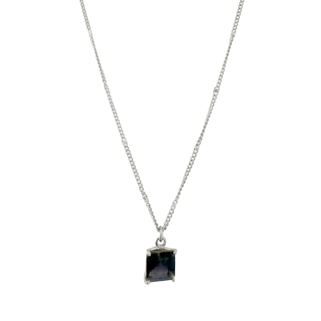 square iolite necklace in silver
