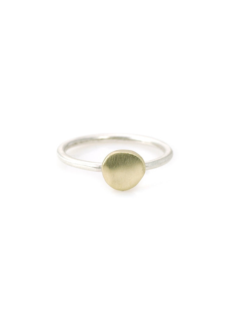 14k disc charm on silver ring band