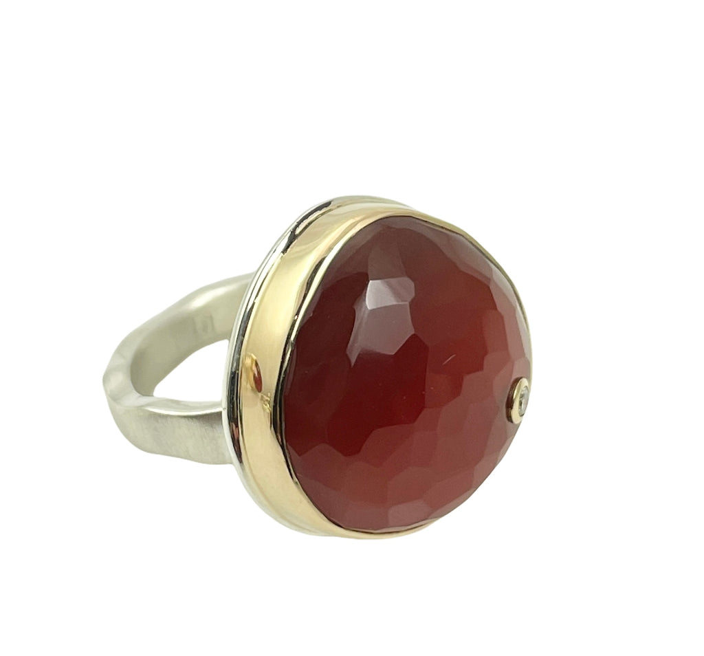 Asymmetrical Carnelian Ring side facing