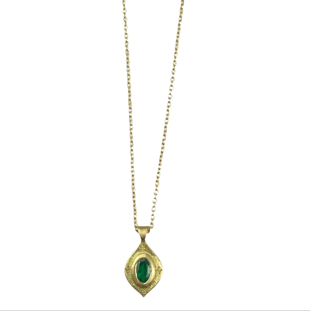 Front view of drops of happiness emerald necklace