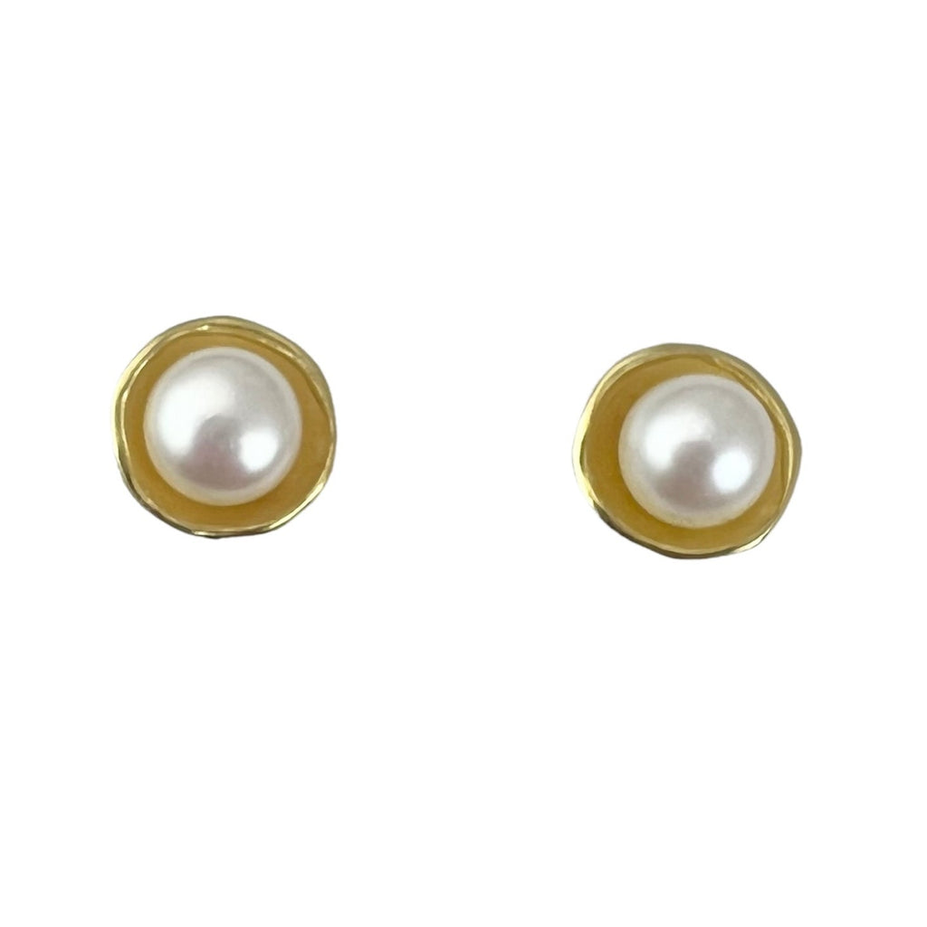 Small Dishy Pearl Post Earrings in Vermeil