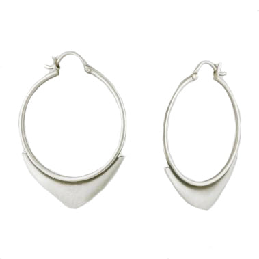Spearhead Wire Hoop Earrings in sterling silver on white background