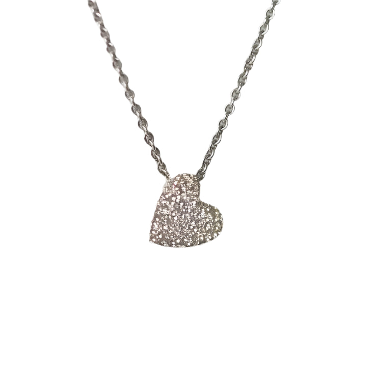 diamonddustedheartnecklacesilver