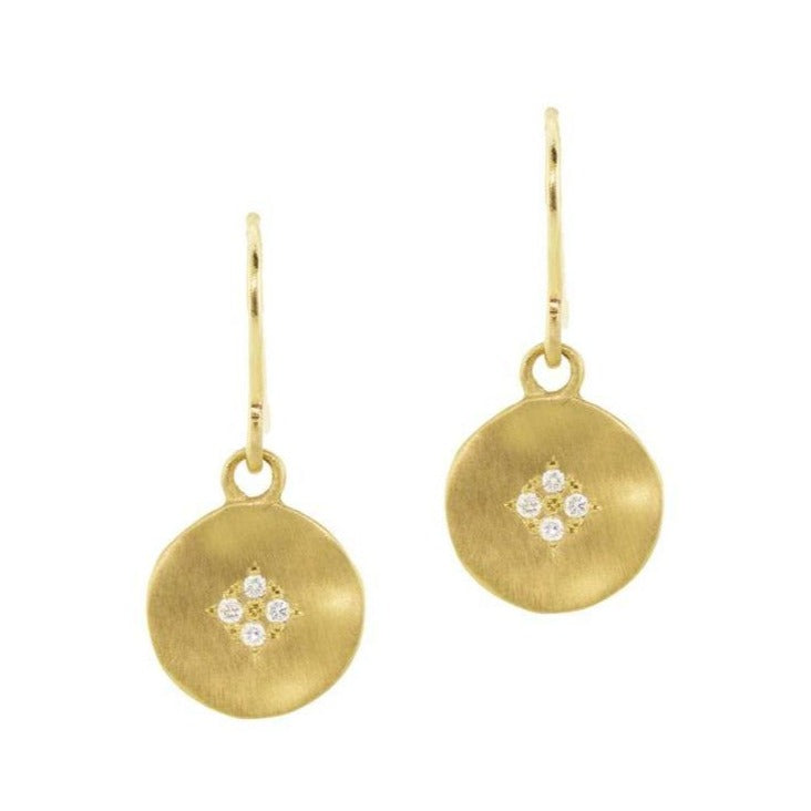 four star wave earrings in gold front view over a white background